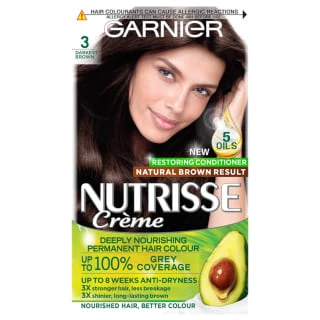 Garnier Nutrisse Creme Permanent Hair Dye - Darkest Brown 1 Garnier Nutrisse Creme Permanent Hair Dye - Darkest Brown