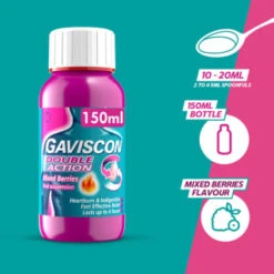 Gaviscon Double Action 150ml - Mixed Berries -Pure Glow Deals Store 379279 gaviscon 150ml double action mixed berries liquid 2